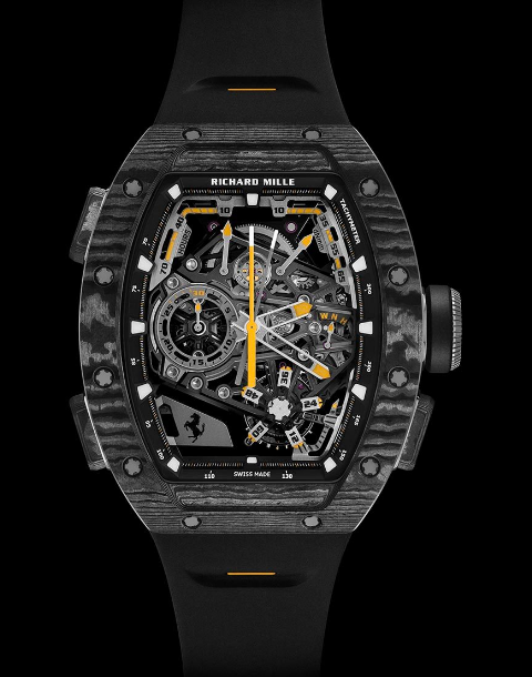 Review Richard Mille RM 43-01 Tourbillon Split-Seconds Chronograph Ferrari Carbon TPT® Copy Watch - Click Image to Close